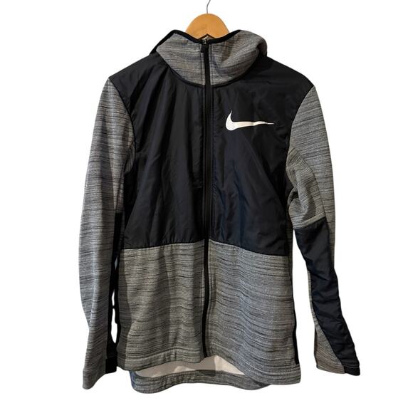 Nike Therma Zippered Hooded Basketball Jacket Gray Black S - Picture 2 of 6